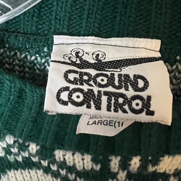 Boys Vintage Knit Sweater Size Large Fair Isle Green White USA Made Ground Contr - Picture 7 of 9